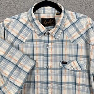 Howler Bros Shirt Mens XL Blue Plaid Pearl Snap Button Western Ranch Cowboy Yoke